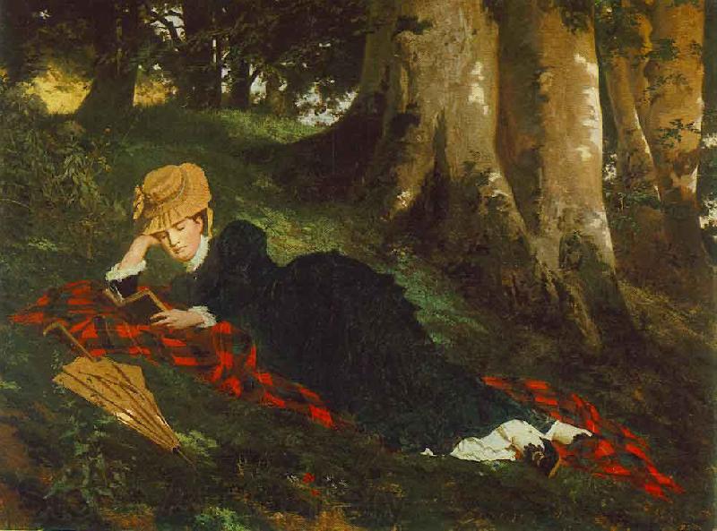 Gyula Benczur Woman Reading in a Forest